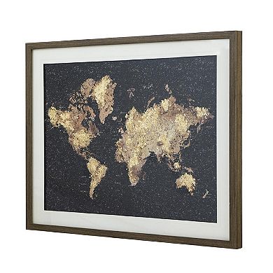 A&B Home World Map Framed Under Glass Art
