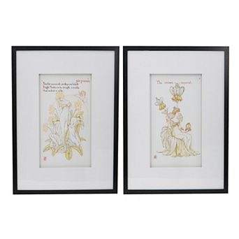 A&B Home Smithsonian Florals & Goddesses Framed Wall Art 2 pc Set