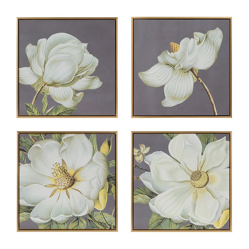 A&B Home Square Framed Floral Wall Art 4-Piece Set, Multicolor