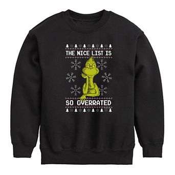 Boys 8-20 Dr. Seuss How the Grinch Stole Christmas Overrated Crew Fleece Sweatshirt