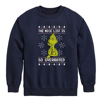 Boys 8-20 Dr. Seuss How the Grinch Stole Christmas Overrated Crew Fleece Sweatshirt
