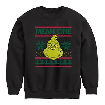 Boys 8-20 Dr. Seuss How the Grinch Stole Christmas Mean One Crew Fleece Sweatshirt