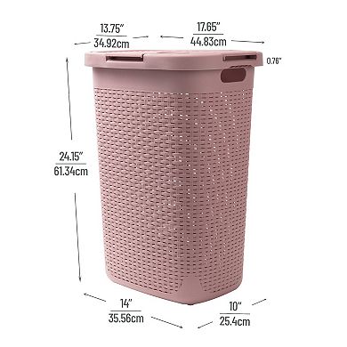 Mind Reader 60 Liter Hinged Lid Slim Laundry Hamper