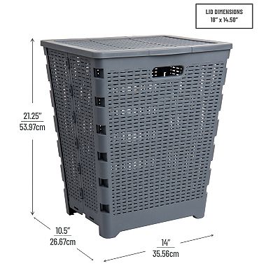 Mind Reader 60 Liter Hinged Lid Foldable Laundry Hamper