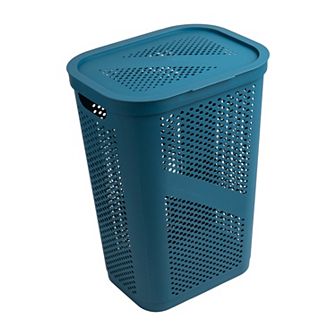 Mind Reader 60 Liter Hinged Lid Slim Plastic Laundry Hamper