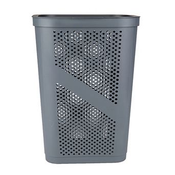 Mind Reader 60 Liter Hinged Lid Slim Plastic Laundry Hamper