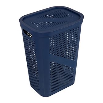 Mind Reader 60 Liter Hinged Lid Slim Plastic Laundry Hamper