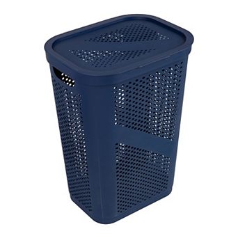 Mind Reader 60 Liter Hinged Lid Slim Plastic Laundry Hamper