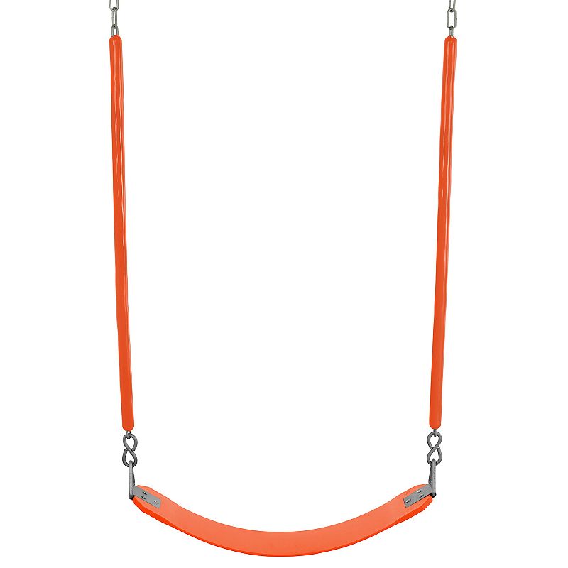 Swingan Belt Swing For All Ages with Soft Grip Chain, Orange, Large