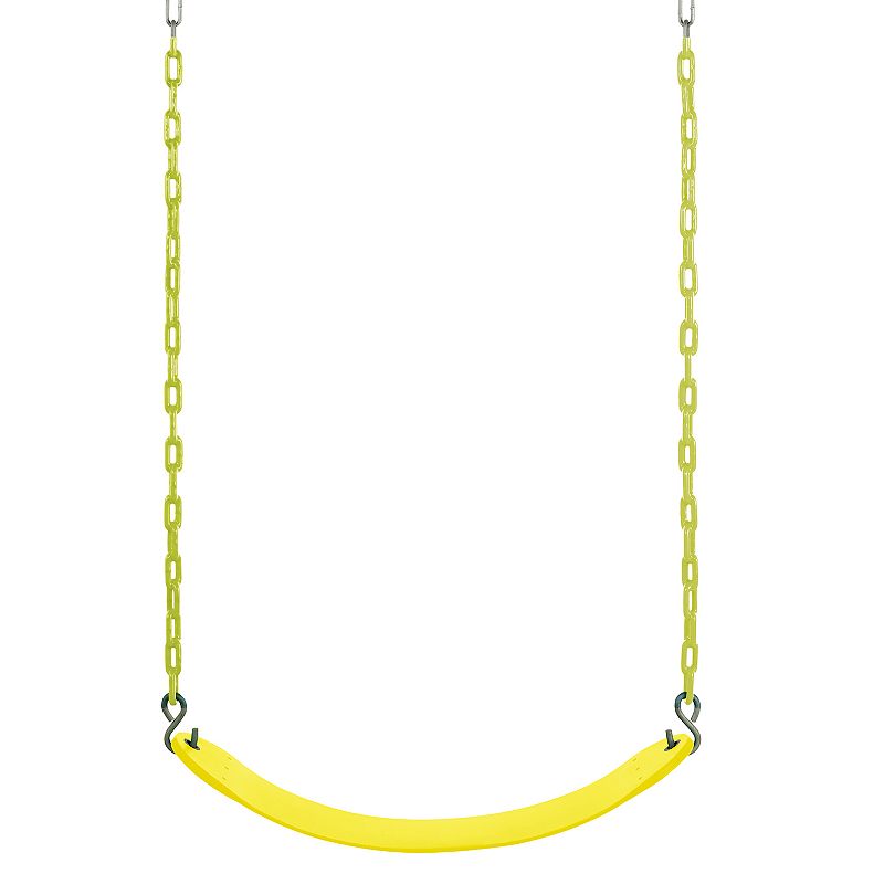 Swingan Belt Swing for All Ages with Vinyl Coated Chain, Yellow, Large