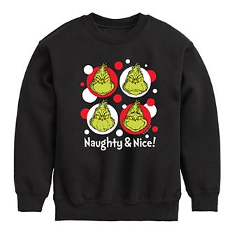 Boys 8-20 Dr. Seuss How the Grinch Stole Christmas Naughty is Nice Crew Fleece Sweatshirt