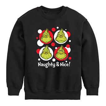 Boys 8-20 Dr. Seuss How the Grinch Stole Christmas Naughty is Nice Crew Fleece Sweatshirt