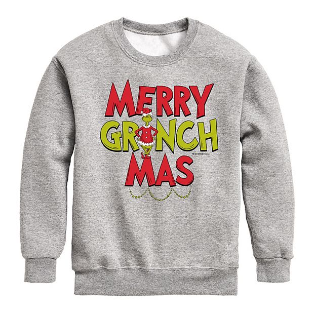 Boys 8-20 Dr. Seuss How The Grinch Stole Christmas Merry Grinchmas Graphic Sweatshirt, Boy's, Size: Large, Med Grey