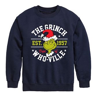 Boys 8-20 Dr. Seuss How the Grinch Stole Christmas Whoville Varsity Crew Fleece Sweatshirt