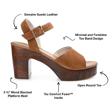 Journee Signature Women's Genuine Leather Tru Comfort Foam Katana Heels