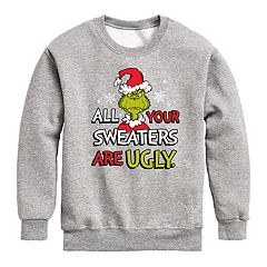 Boy's Dr. Seuss Christmas The Grinch You're a Mean One Portrait Graphic Tee  Navy Blue Medium 