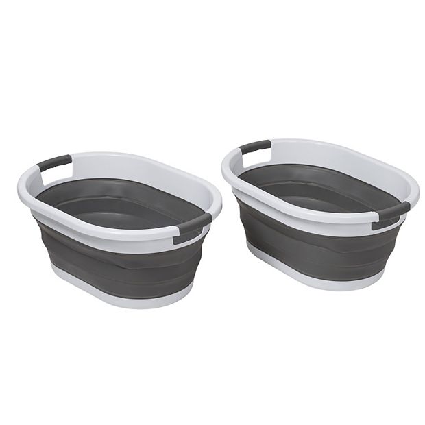 Honey-Can-Do Set of 2 Collapsible Rubber Laundry Baskets 