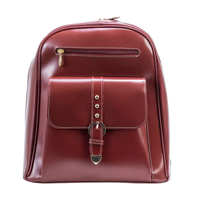 McKlein Madison Leather Business Laptop Backpack, Red