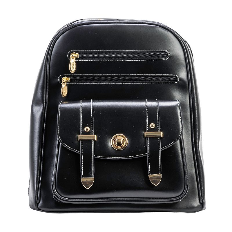 McKlein Robbins Leather Business Laptop Backpack, Black