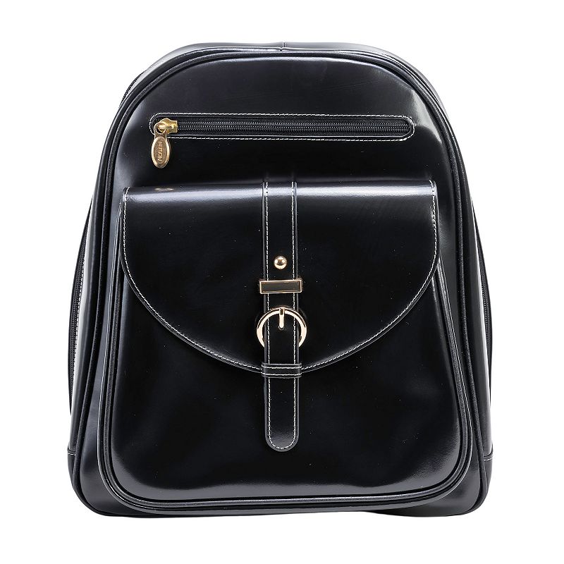 McKlein Moline Leather Business Laptop Backpack, Black