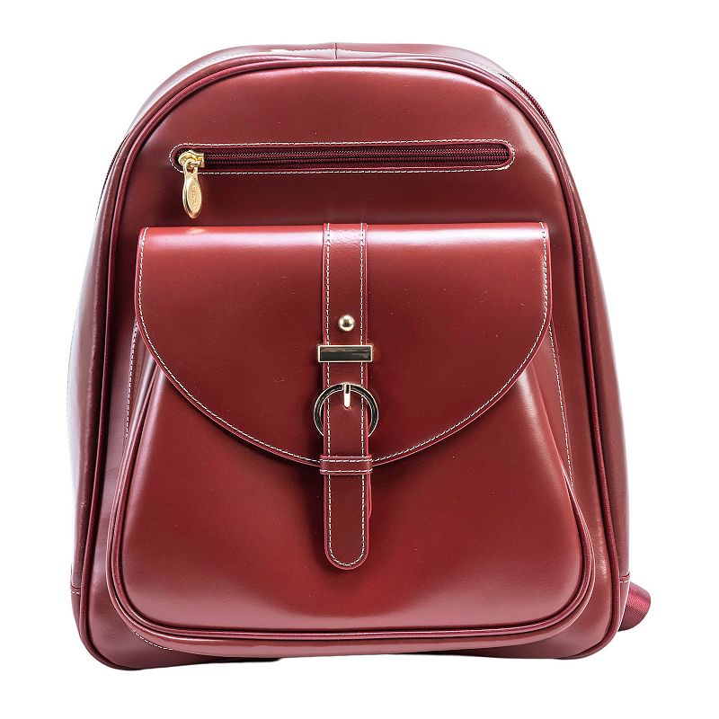 McKlein Moline Leather Business Laptop Backpack, Red