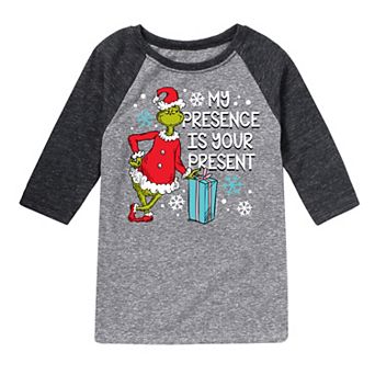 Boys 8-20 Dr. Seuss How the Grinch Stole Christmas Present Raglan Graphic Tee