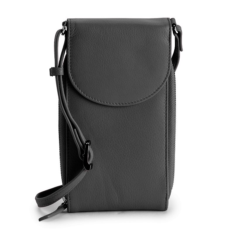 ili Leather Accordion RFID-Blocking Phone Bag, Black