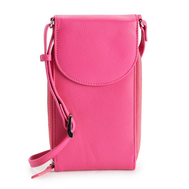 ili Leather Accordion RFID-Blocking Phone Bag, Pink