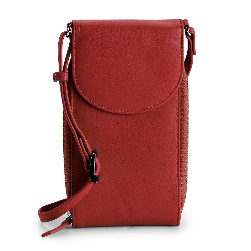 ili Leather Accordion RFID-Blocking Phone Bag, Red