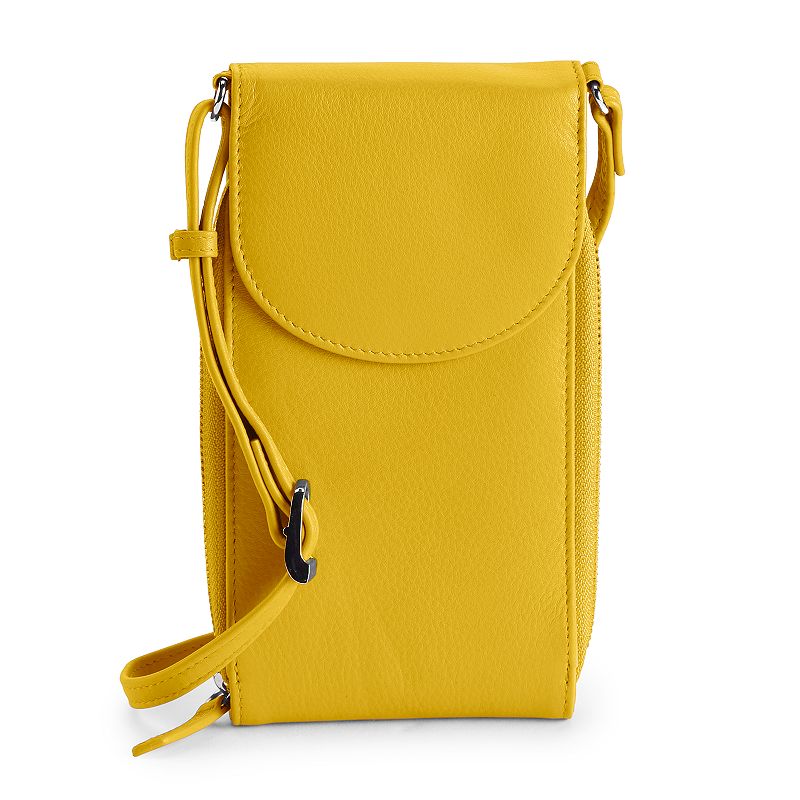 ili Leather Accordion RFID-Blocking Phone Bag, Yellow
