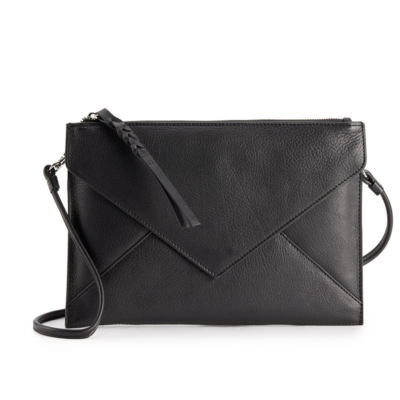 ili Leather Envelope RFID-Blocking Clutch Bag, Black