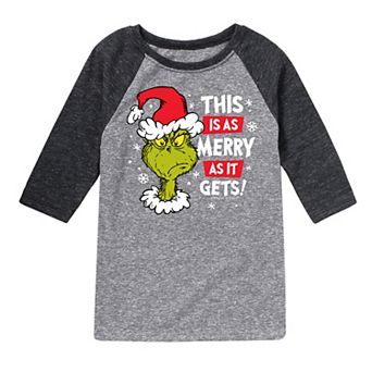 Boys 8-20 Dr. Seuss How the Grinch Stole Christmas Merry As It Gets Raglan Graphic Tee