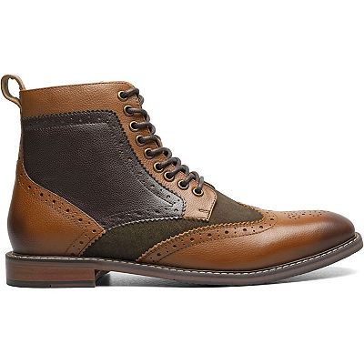 STACY ADAMS FINNEGAN WINGTIP BOOT COGNAC WITH NAVY MENS 8.5 LACE UP 25427-470 Stacy Adams Men main image 3