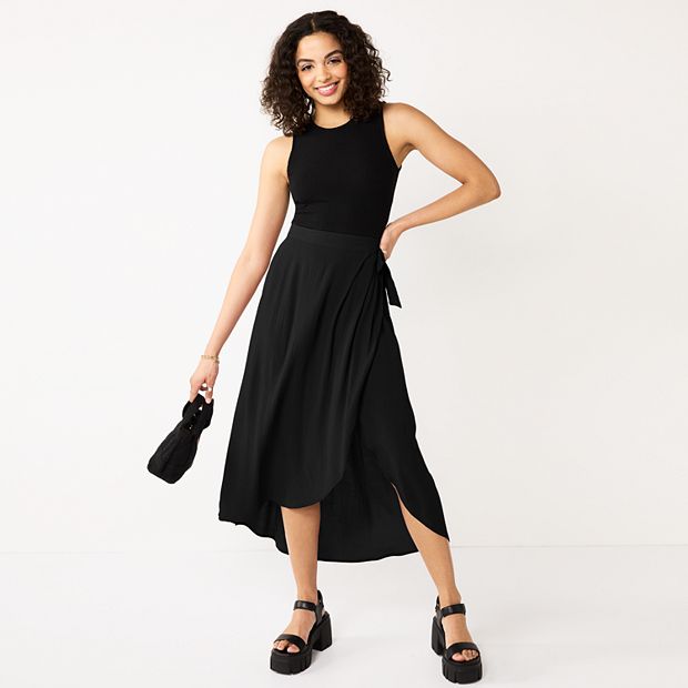 Flowy Wrap Midi Skirt