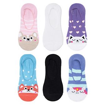 Girls SO® 6 Pack Critter Liner Socks