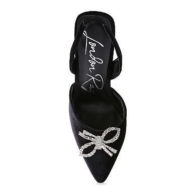 London Rag Firebird Velvet Embellished Slingback Heels