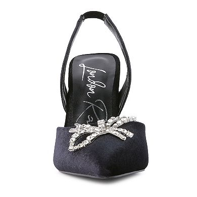 London Rag Firebird Velvet Embellished Slingback Heels