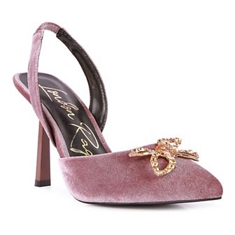 London Rag Firebird Velvet Embellished Slingback Heels