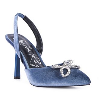 London Rag Firebird Velvet Embellished Slingback Heels