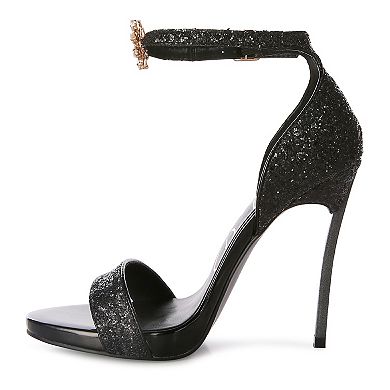 London Rag Straight Fire Women's Glitter High Heel Sandals