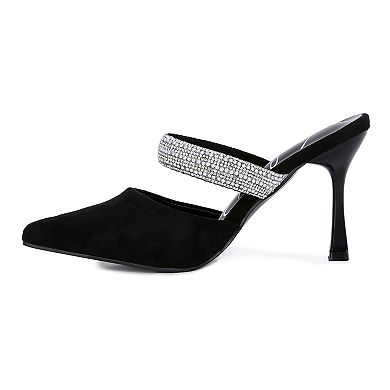 London Rag Fauci Women's Embellished-Strap Heeled Mules