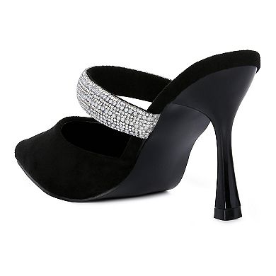 London Rag Fauci Women's Embellished-Strap Heeled Mules