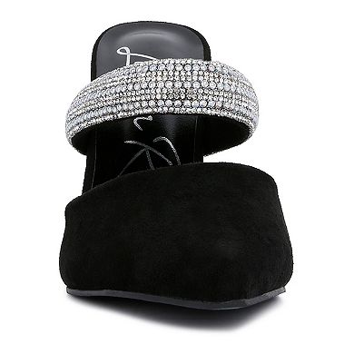 London Rag Fauci Women's Embellished-Strap Heeled Mules