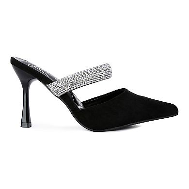 London Rag Fauci Women's Embellished-Strap Heeled Mules