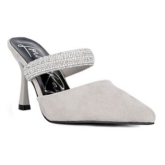 London Rag Fauci Women's Embellished-Strap Heeled Mules