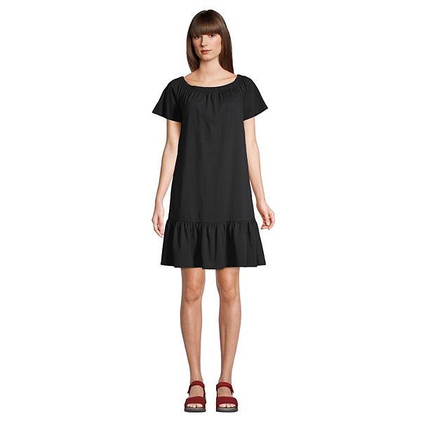 Women's Lands' End Off the Shoulder Ruffled Swim Cover-Up Dress