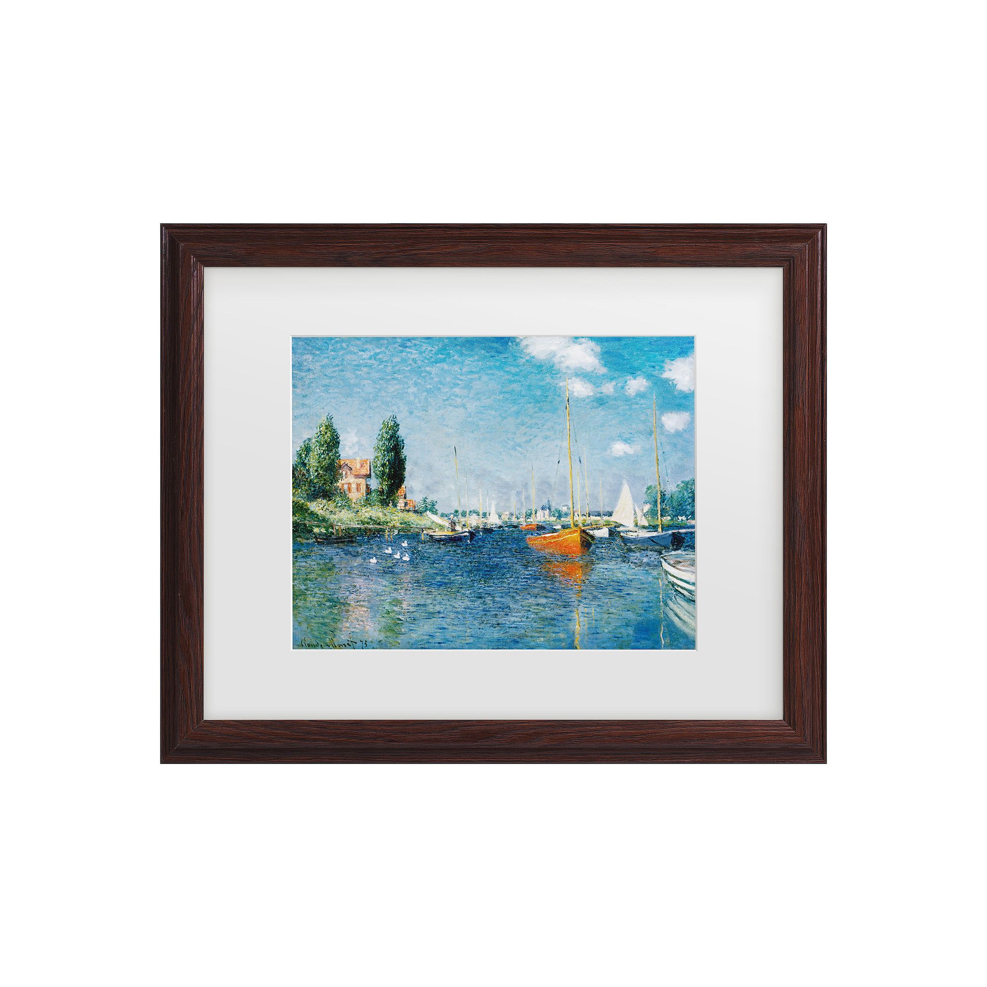 Claude Monet Red Boats at Argenteuil Framed Wall Art, Multi