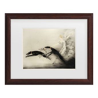 Art Deco Woman Greyhounds Framed Wall Art