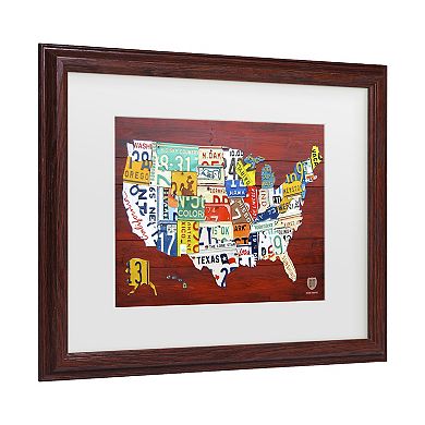 License Plate Map USA Framed Wall Art