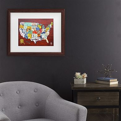 License Plate Map USA Framed Wall Art